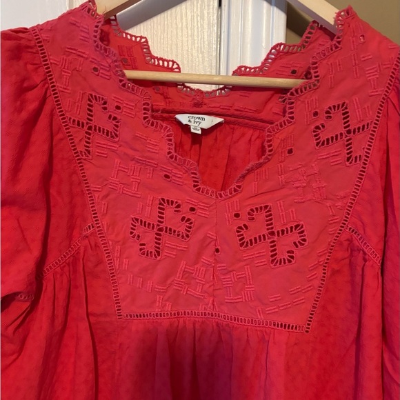 Crown & Ivy Red Embroidered Blouse - Picture 4 of 5